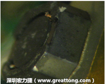 使用銀(Ag)鍍層的電源電感器(Power Inductors)，經(jīng)過(guò)推力測(cè)試后，零件端點(diǎn)上已經(jīng)看不到任何鍍層的痕跡了，所以其耐推力就比較小。