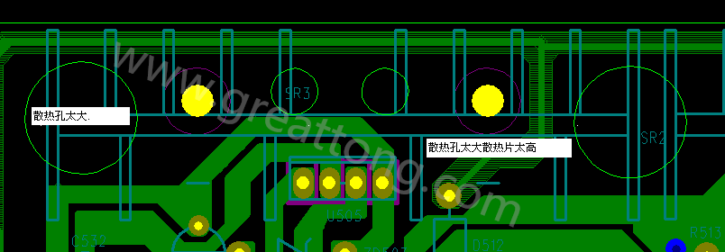 PCB設計中，散熱孔散熱片設計不當，造成很多電源板斷裂