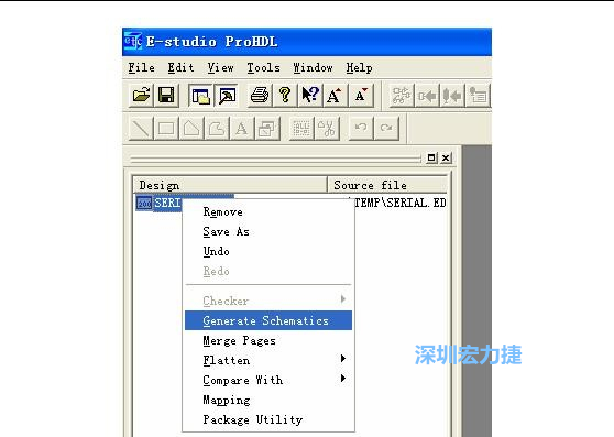 4．右鍵點擊 Serial.EDF 文件，選擇 Generate Schamatics：