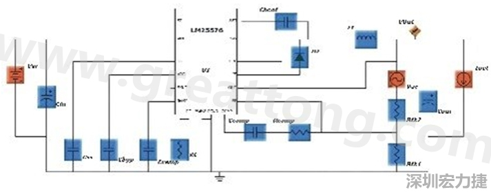 參考圖1的電流通路：把FET在導(dǎo)通狀態(tài)下流經(jīng)的通路標(biāo)記為紅色；把FET在關(guān)斷狀態(tài)下的迴路標(biāo)記為綠色。