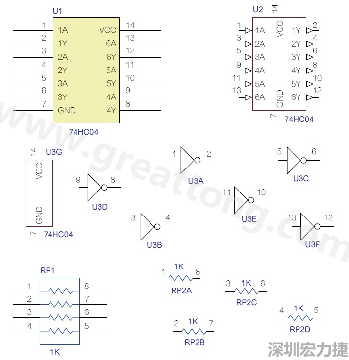 圖1 半導(dǎo)體元件供應(yīng)商所畫的電路圖符號是模擬元件的接腳圖，而非訊號流程。