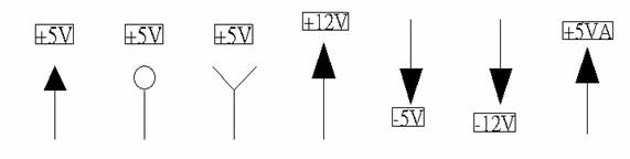 電源符號(hào)有下列幾種，可使用鍵盤 [Ctrl + Tab] 鍵切換：